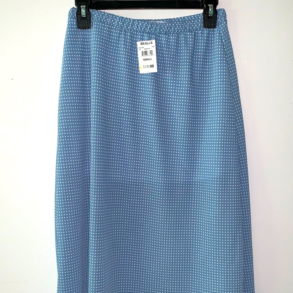 NWT Wonderlux Blue Skirt with White Polka Dots